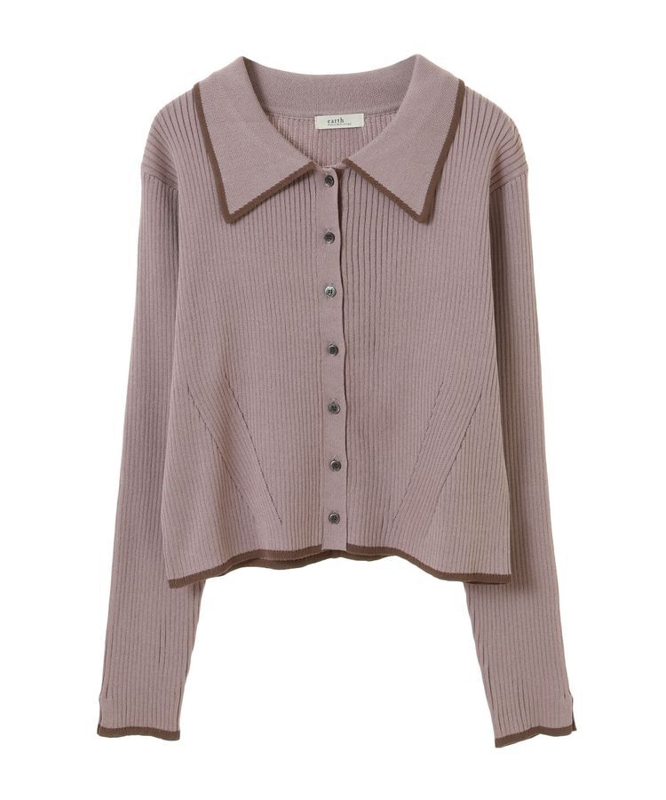 earth music&ecology「バイカラートリムニットカーディガン」|カーディガン|