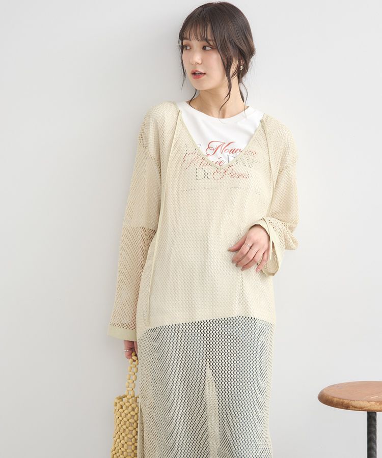 earth music&ecology「メッシュレイヤードワンピース」|ワンピース|Lime Green