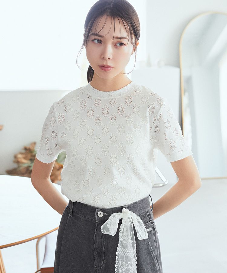 earth music&ecology「フラワーレースプルオーバー」|Tシャツ・カットソー|