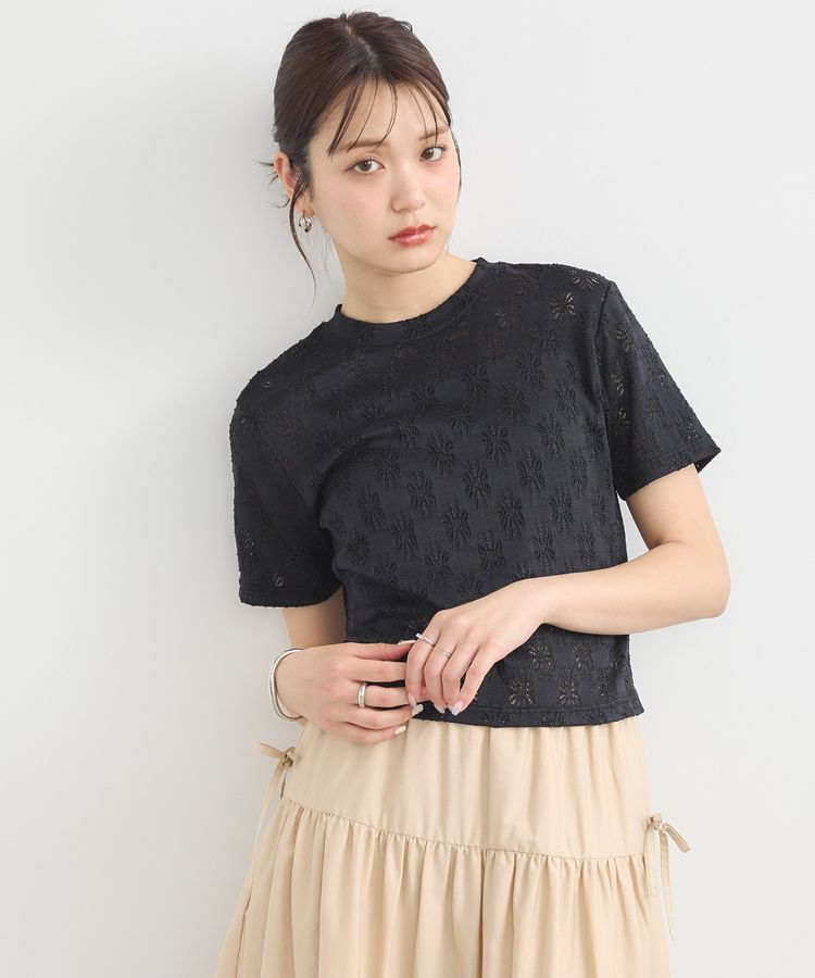 earth music&ecology「フラワーレースプルオーバー」|Tシャツ・カットソー|Black