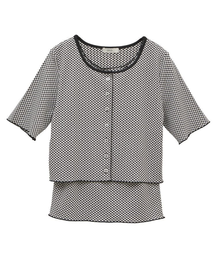 earth music&ecology「SET2点ギンガムメロ-カーデ＋リボンタンク」|カーディガン|