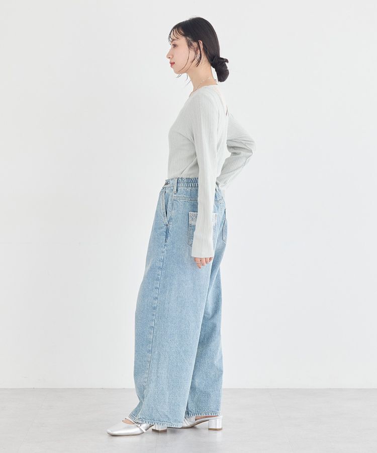 earth music&ecology「ランダムチェーンリブバックレースプルオーバー」|Tシャツ・カットソー|