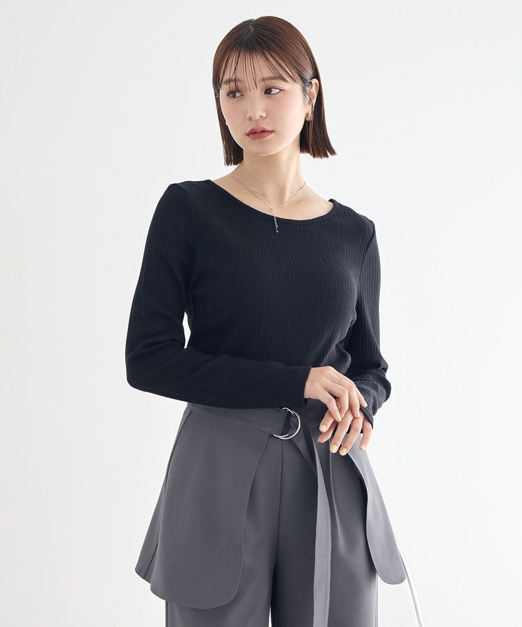 earth music&ecology「ランダムチェーンリブバックレースプルオーバー」|Tシャツ・カットソー|