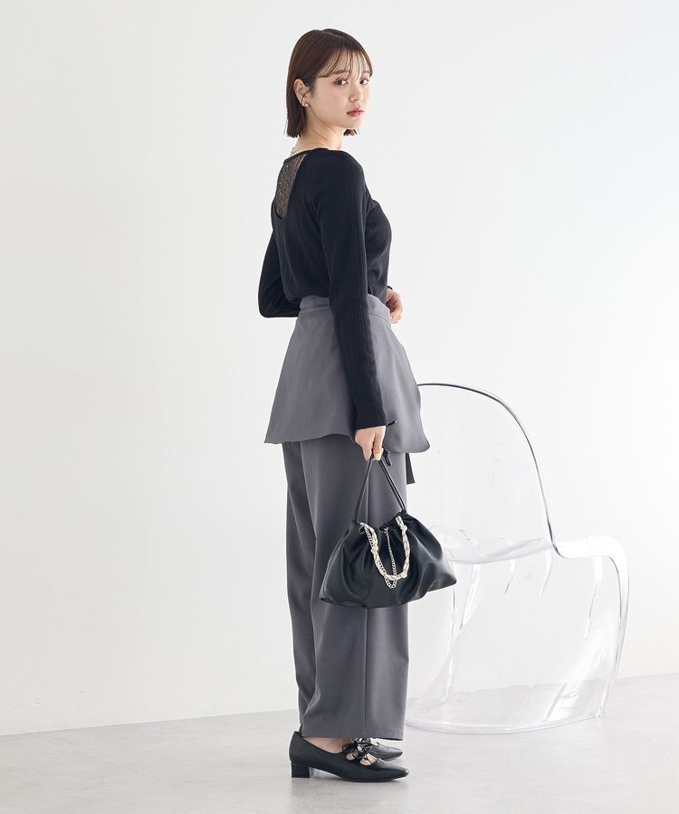 earth music&ecology「ランダムチェーンリブバックレースプルオーバー」|Tシャツ・カットソー|