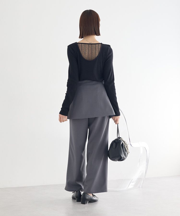 earth music&ecology「ランダムチェーンリブバックレースプルオーバー」|Tシャツ・カットソー|