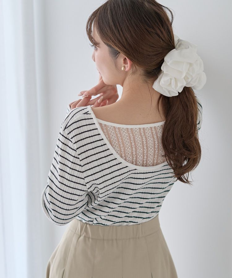 earth music&ecology「ランダムチェーンリブバックレースプルオーバー」|Tシャツ・カットソー|Border