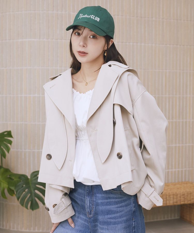 earth music&ecology「2WAYフードショートフレアトレンチ」|トレンチコート|