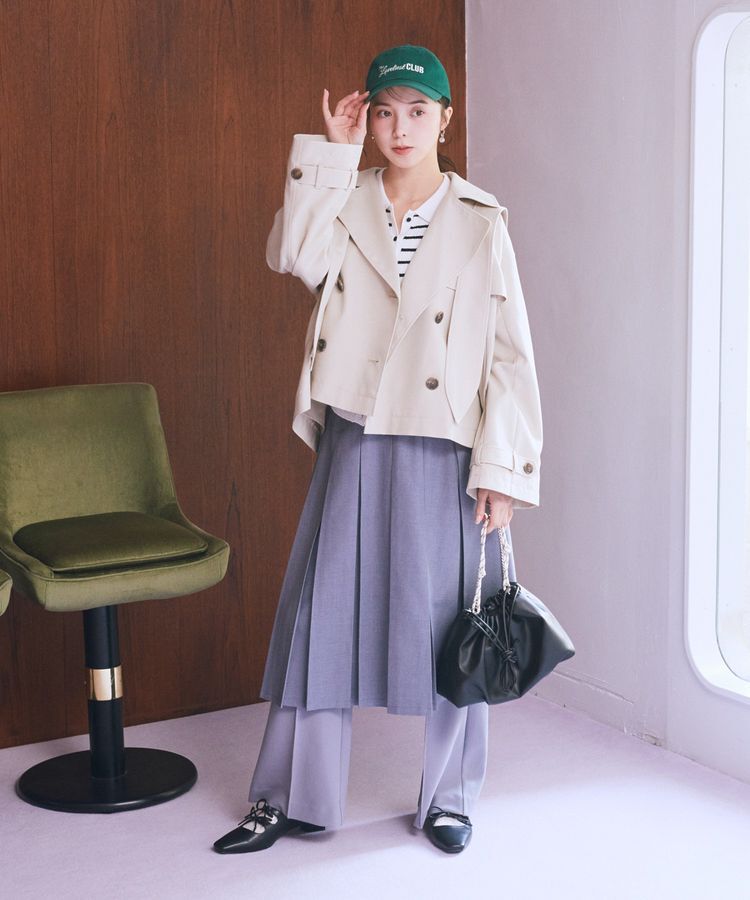 earth music&ecology「2WAYフードショートフレアトレンチ」|トレンチコート|