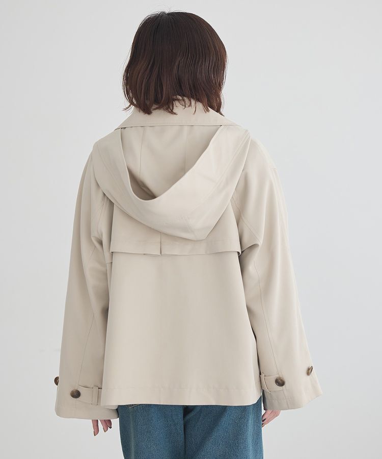 earth music&ecology「2WAYフードショートフレアトレンチ」|トレンチコート|