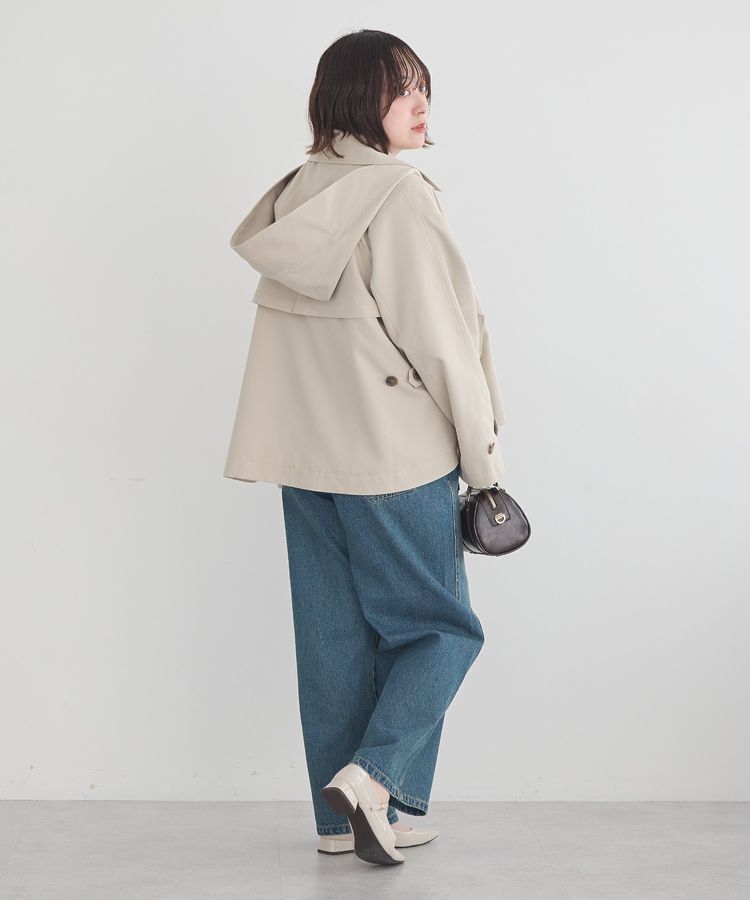 earth music&ecology「2WAYフードショートフレアトレンチ」|トレンチコート|