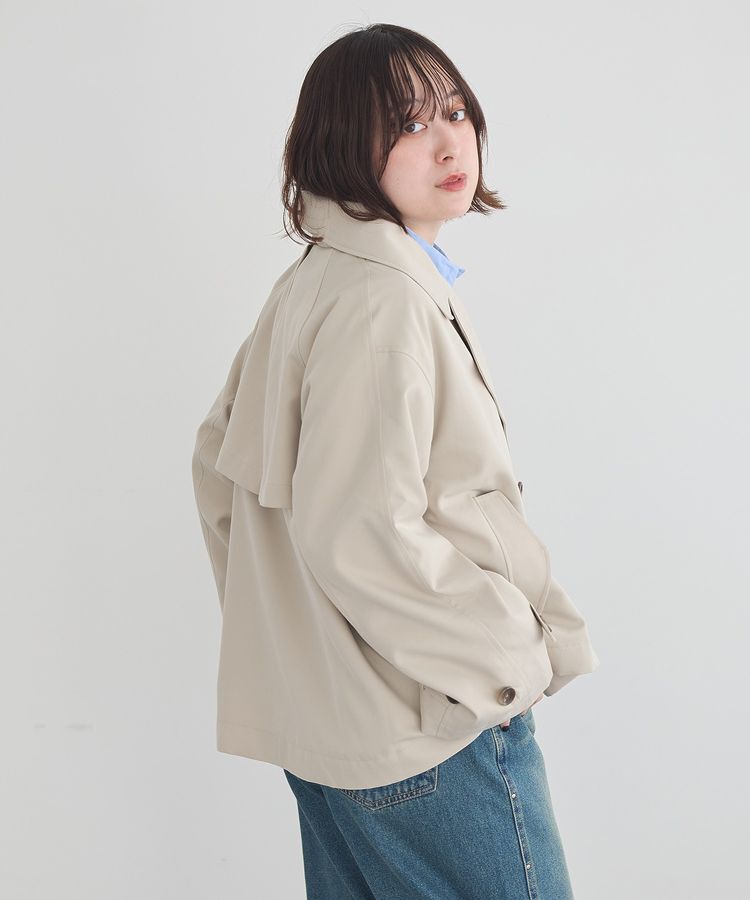 earth music&ecology「2WAYフードショートフレアトレンチ」|トレンチコート|