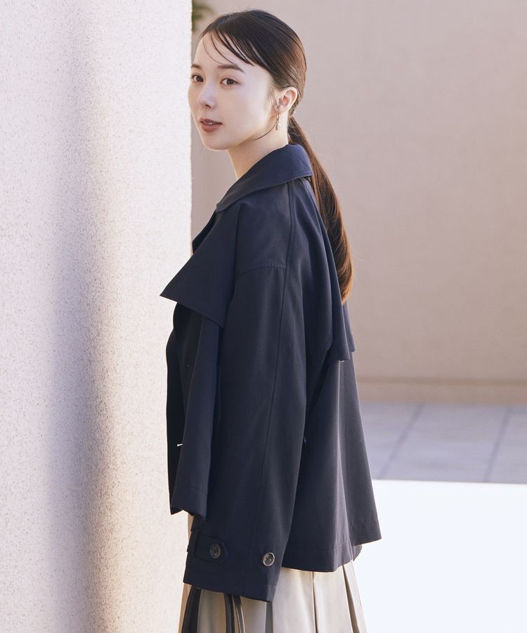 earth music&ecology「2WAYフードショートフレアトレンチ」|トレンチコート|