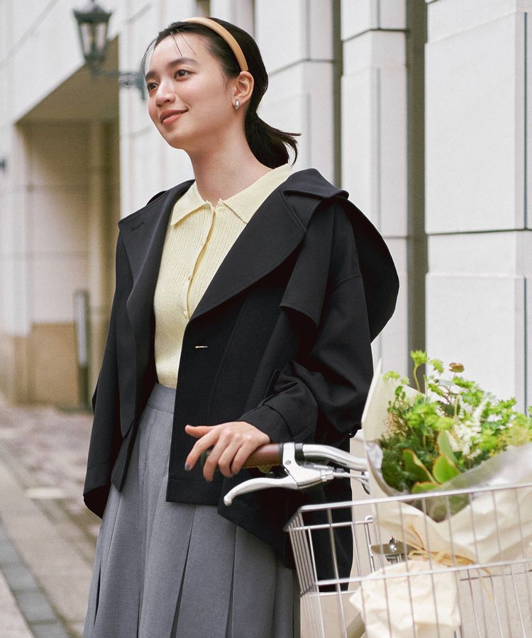 earth music&ecology「2WAYフードショートフレアトレンチ」|トレンチコート|