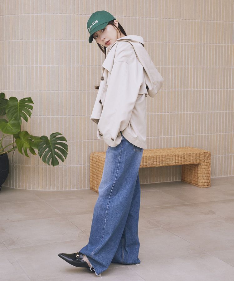 earth music&ecology「2WAYフードショートフレアトレンチ」|トレンチコート|