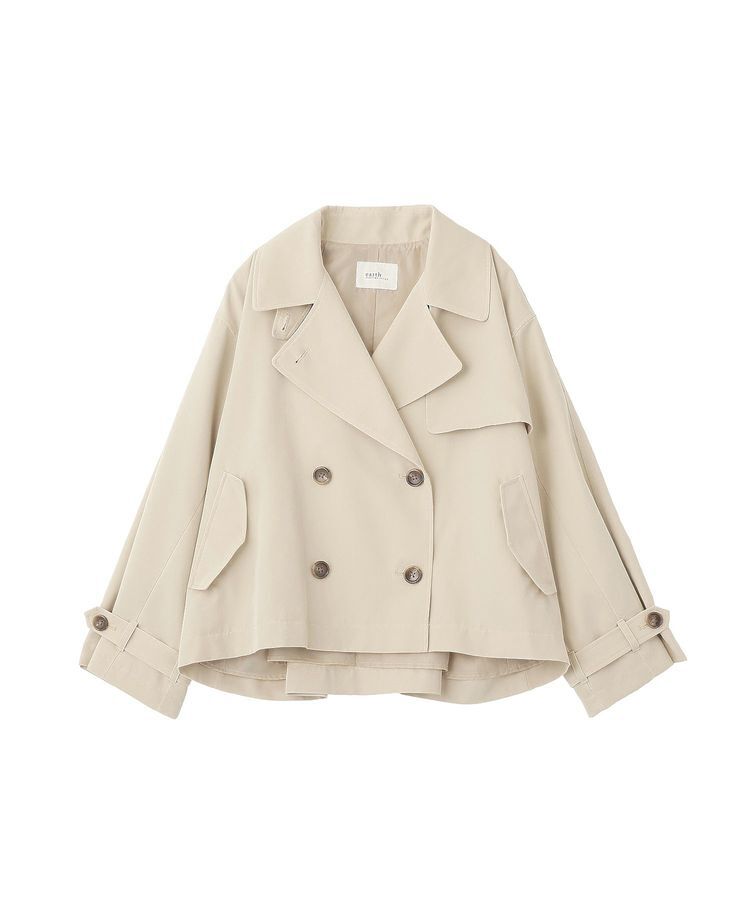 earth music&ecology「2WAYフードショートフレアトレンチ」|トレンチコート|