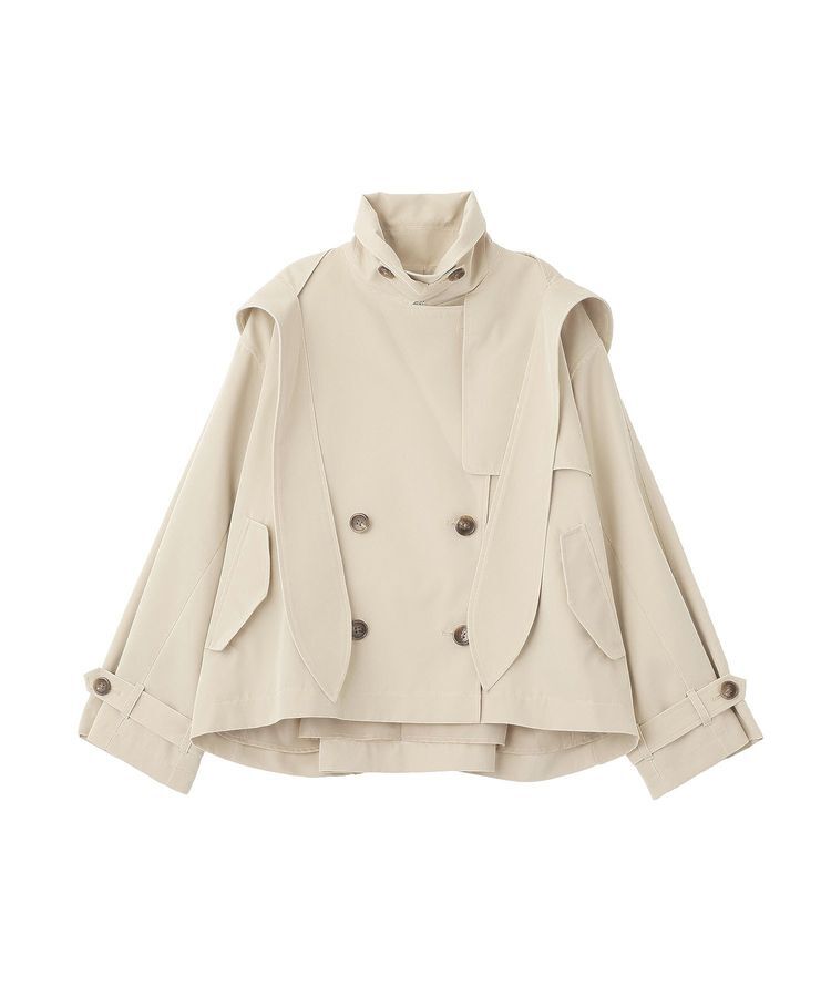 earth music&ecology「2WAYフードショートフレアトレンチ」|トレンチコート|