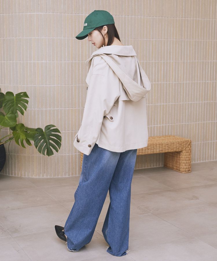 earth music&ecology「2WAYフードショートフレアトレンチ」|トレンチコート|