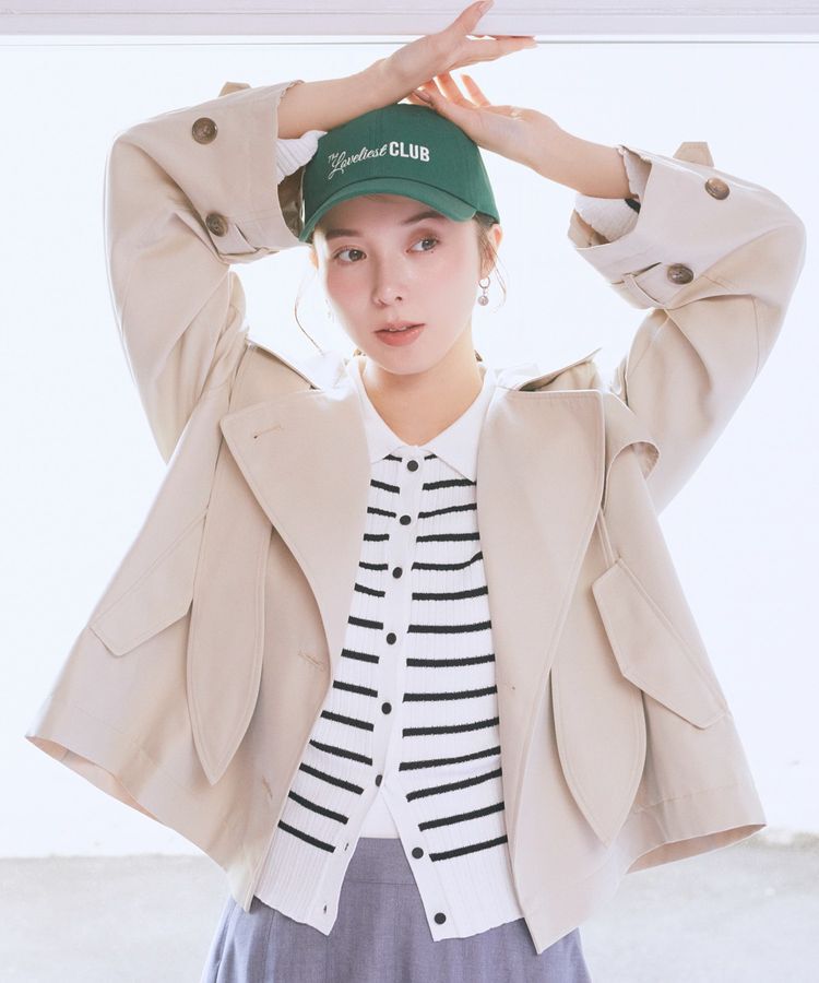 earth music&ecology「2WAYフードショートフレアトレンチ」|トレンチコート|