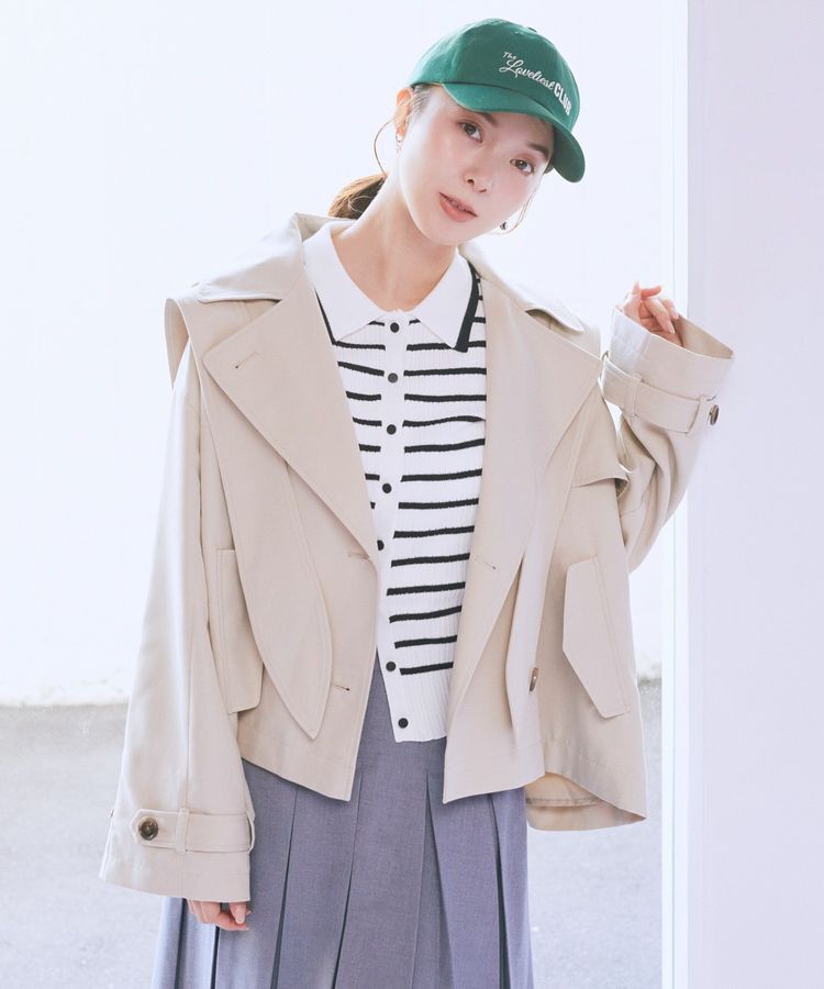 earth music&ecology「2WAYフードショートフレアトレンチ」|トレンチコート|