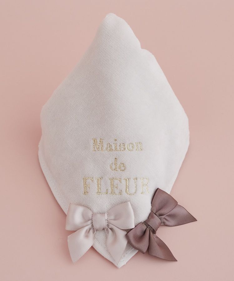 Maison de FLEUR「バイカラーリボンタオルハンカチ」|ハンカチ|アイボリー