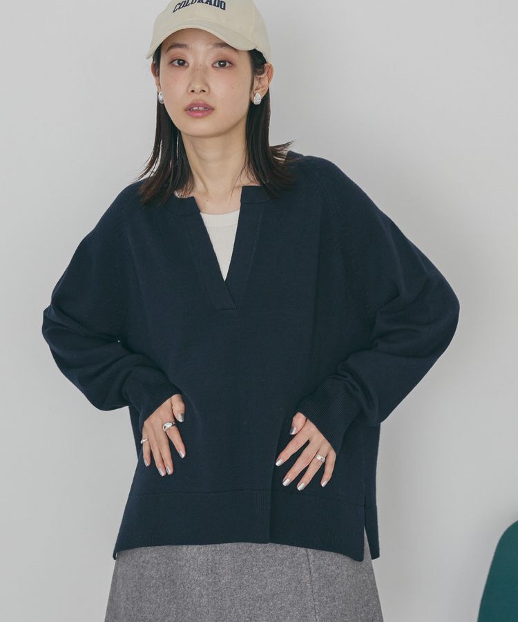 AMERICAN HOLIC「バイパチカフタンラグランニットプルオーバー＜静電気軽減＞」|ニット・セーター|Navy