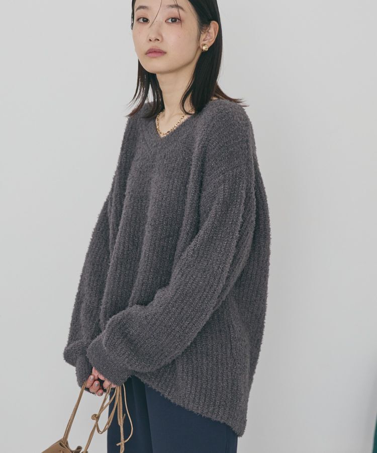 AMERICAN HOLIC「ミニシャギーラメニットプルオーバー」|ニット・セーター|Charcoal Gray