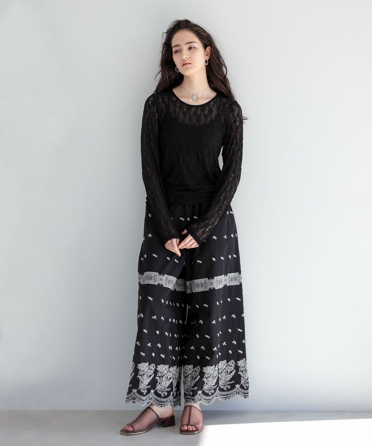 Green Parks「■ESCAR バイカラー刺繍ワイドイージーパンツ」|その他|