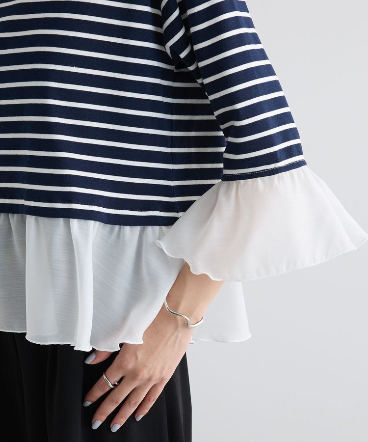 AnriettMusee「異素材ボーダーペプラムカットソー」|Tシャツ・カットソー|