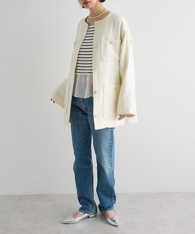 AnriettMusee「異素材ボーダーペプラムカットソー」|Tシャツ・カットソー|