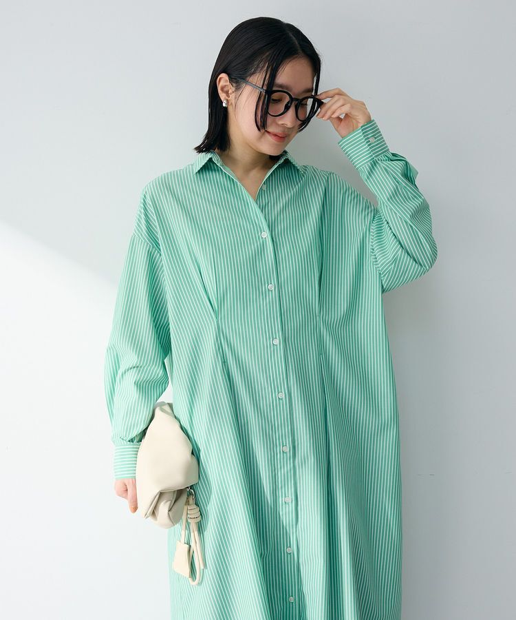 Green Parks「イージーケア抜け衿ウエストタックシャツワンピース」|ワンピース|