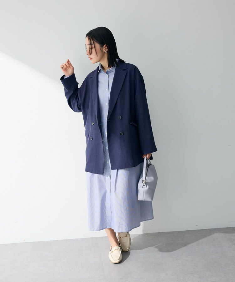 Green Parks「イージーケア抜け衿ウエストタックシャツワンピース」|ワンピース|