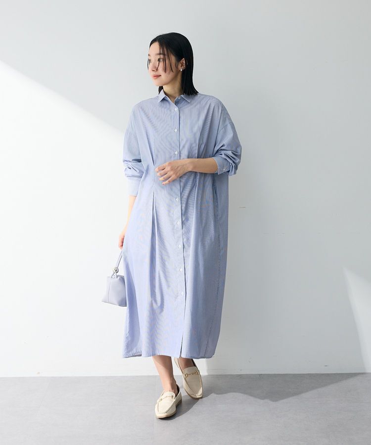 Green Parks「イージーケア抜け衿ウエストタックシャツワンピース」|ワンピース|