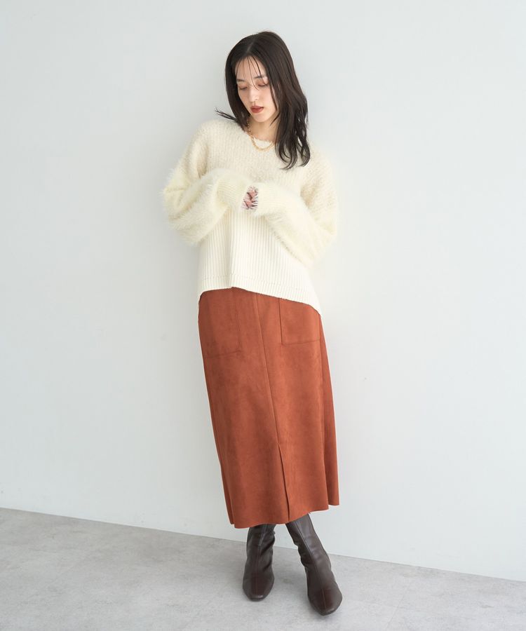 YECCA VECCA「ハイウエストフェイクスエードスカート」|タイト|