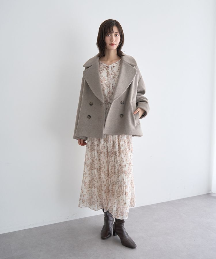 YECCA VECCA「ボタニカル柄ボウタイプリーツワンピース」|ワンピース|