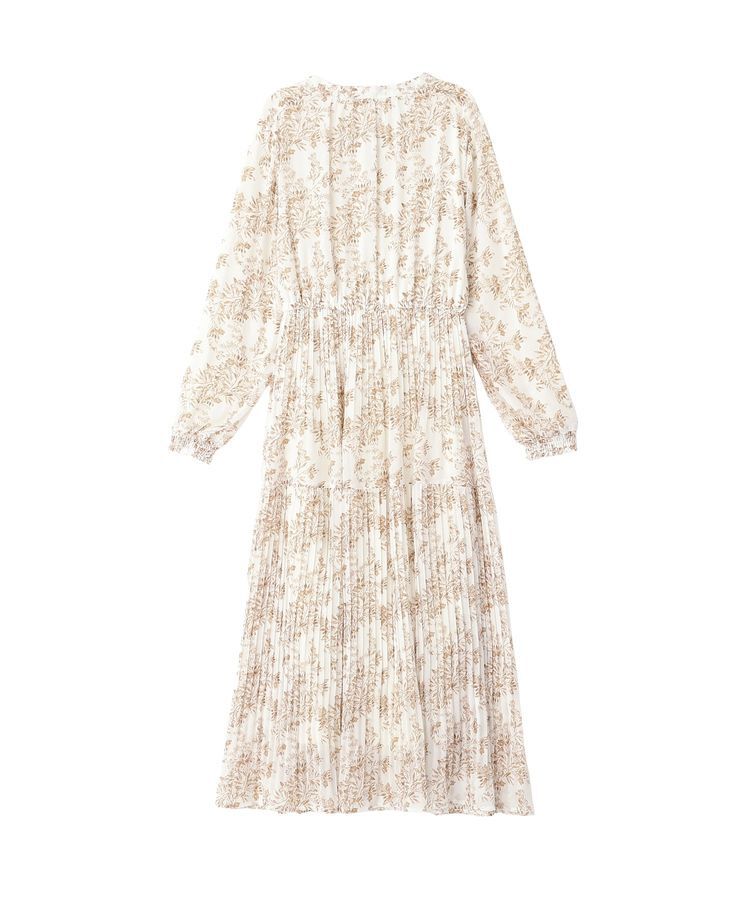 YECCA VECCA「ボタニカル柄ボウタイプリーツワンピース」|ワンピース|