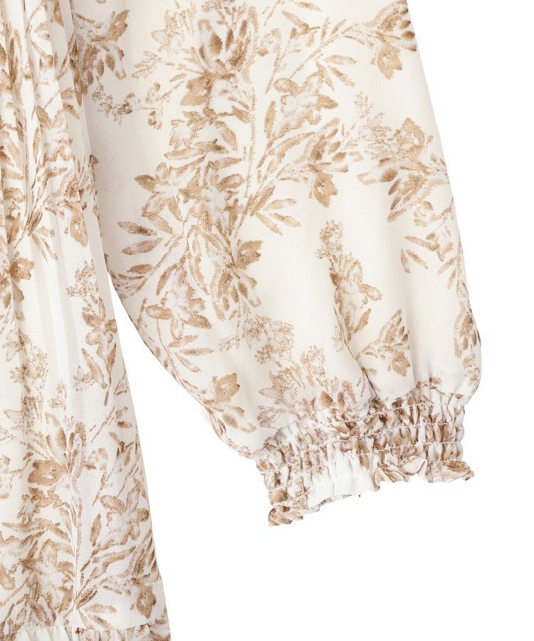 YECCA VECCA「ボタニカル柄ボウタイプリーツワンピース」|ワンピース|