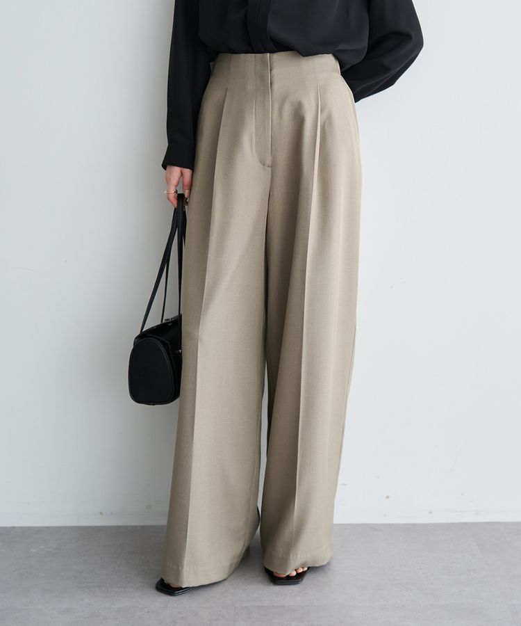 YECCA VECCA「タックワイドパンツ」|その他|Gray Beige