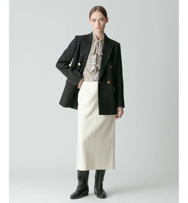 allureville「カラーメルトン釦付キタイトスカート 」|スカート|