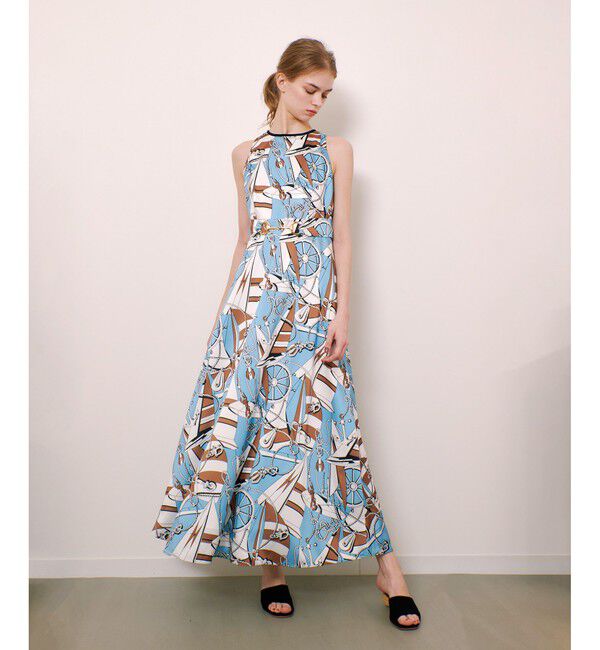 LOULOU WILLOUGHBY「【LOULOU WILLOUGHBY】RATTIマリーナプリントアメスリワンピース」|ワンピース|ブルー系