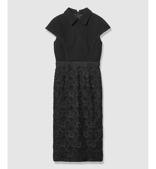 LOULOU WILLOUGHBY「【LOULOU WILLOUGHBY】コード刺繍ドッキングワンピース」|ドレス|ブラック