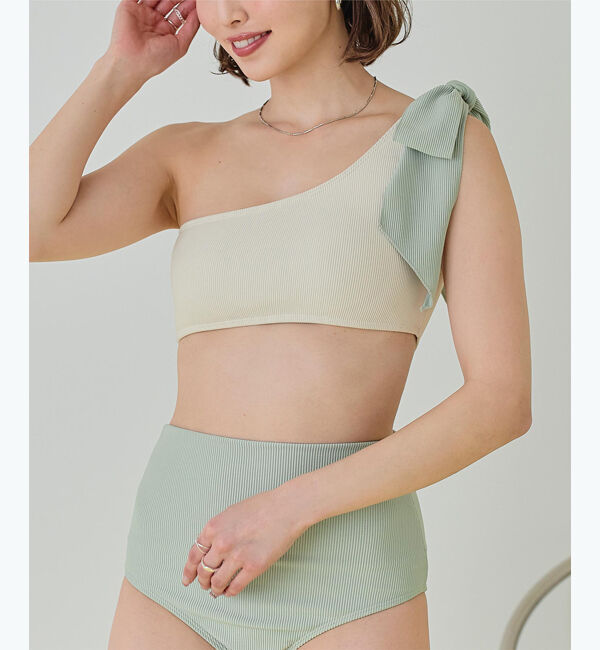 SEA DRESS「ワンショルダーデザインリブビキニ」|ビキニ|