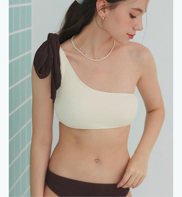 SEA DRESS「uneuneワンショルダーリボンビキニ/水着」|ビキニ|