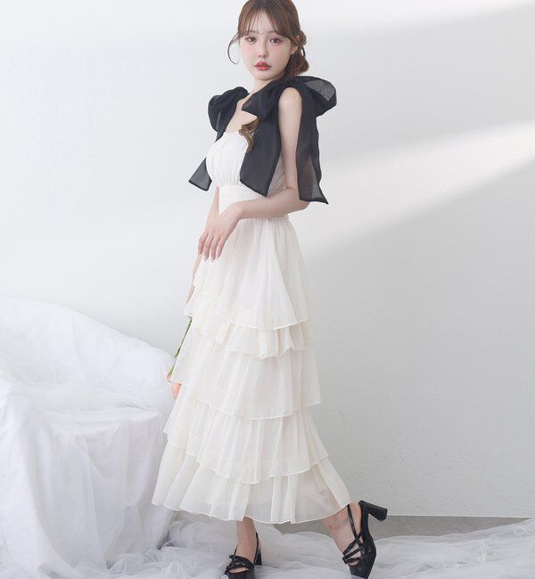  「肩リボンティアードキャミワンピ」|ワンピース|