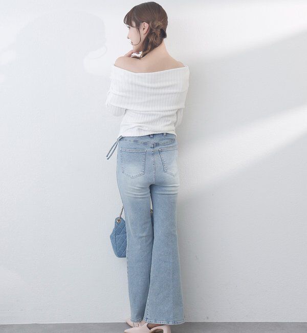  「サイドカットレース美脚ビジューデニム」|その他|