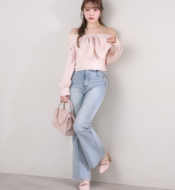  「サイドカットレース美脚ビジューデニム」|その他|