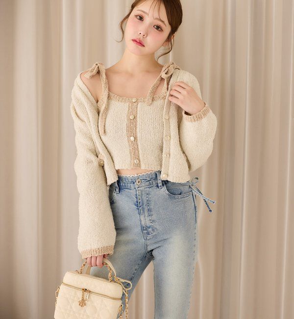  「サイドカットレース美脚ビジューデニム」|その他|