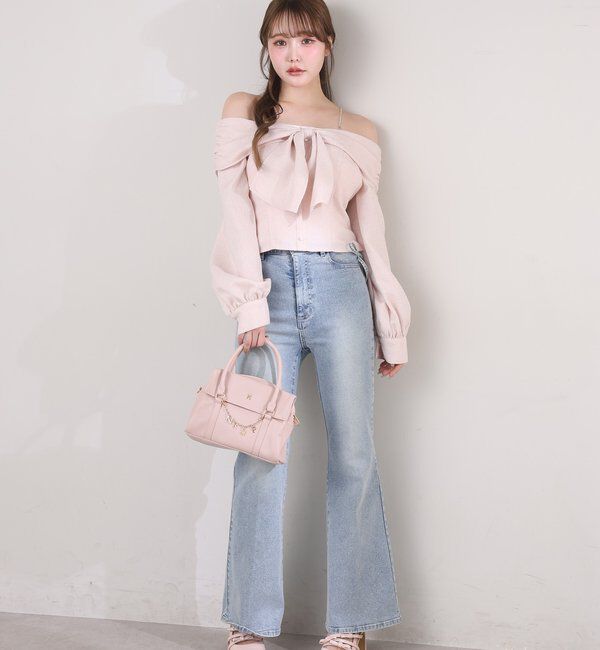  「サイドカットレース美脚ビジューデニム」|その他|