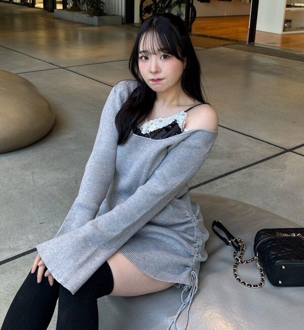  「【omiyu企画】レースサテンキャミSETニットミニワンピ」|その他|