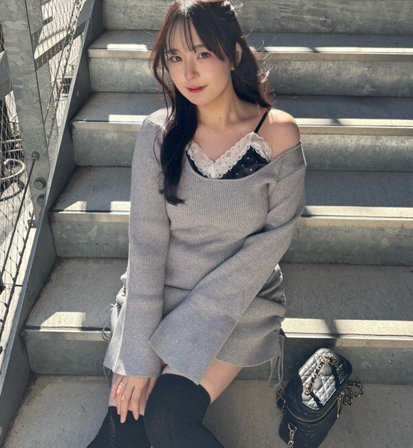  「【omiyu企画】レースサテンキャミSETニットミニワンピ」|その他|