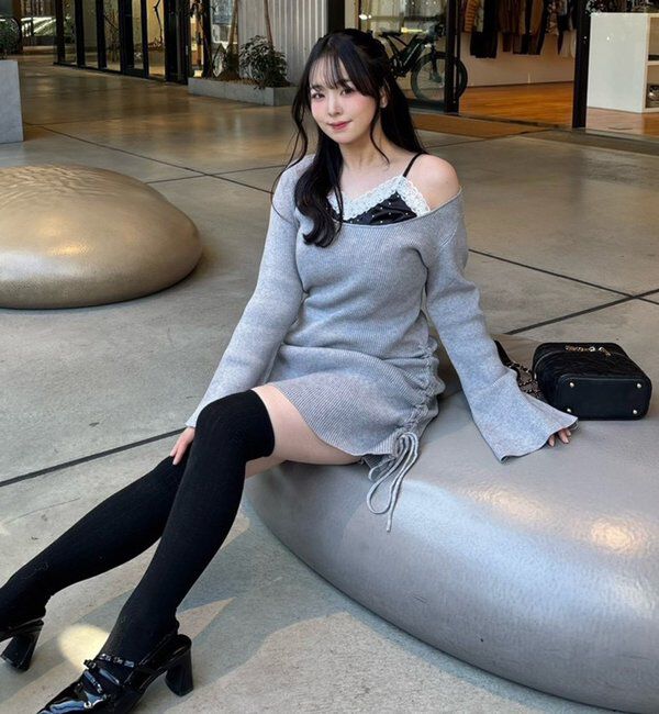  「【omiyu企画】レースサテンキャミSETニットミニワンピ」|その他|